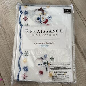 Renaissance Home Fashion Snowman Friends 38” Embroidered Pair New